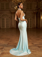 Halter Cutout Mermaid Floor Length Formal Dresses